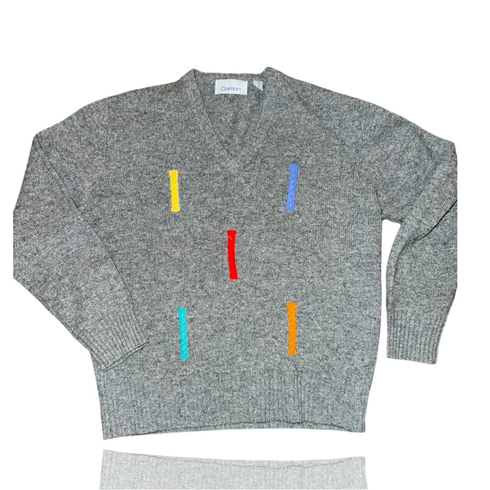 Vintage 80’s DAMON Hand Knitted Lambswool Sweater: Abstract Design: SKI Gear: LG